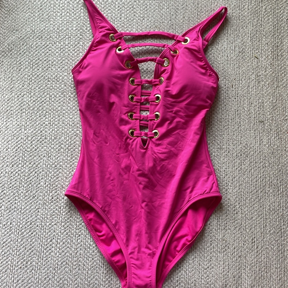 Brand New Magenta Bleu Rod Beattie One Piece Swimsuit Size 8